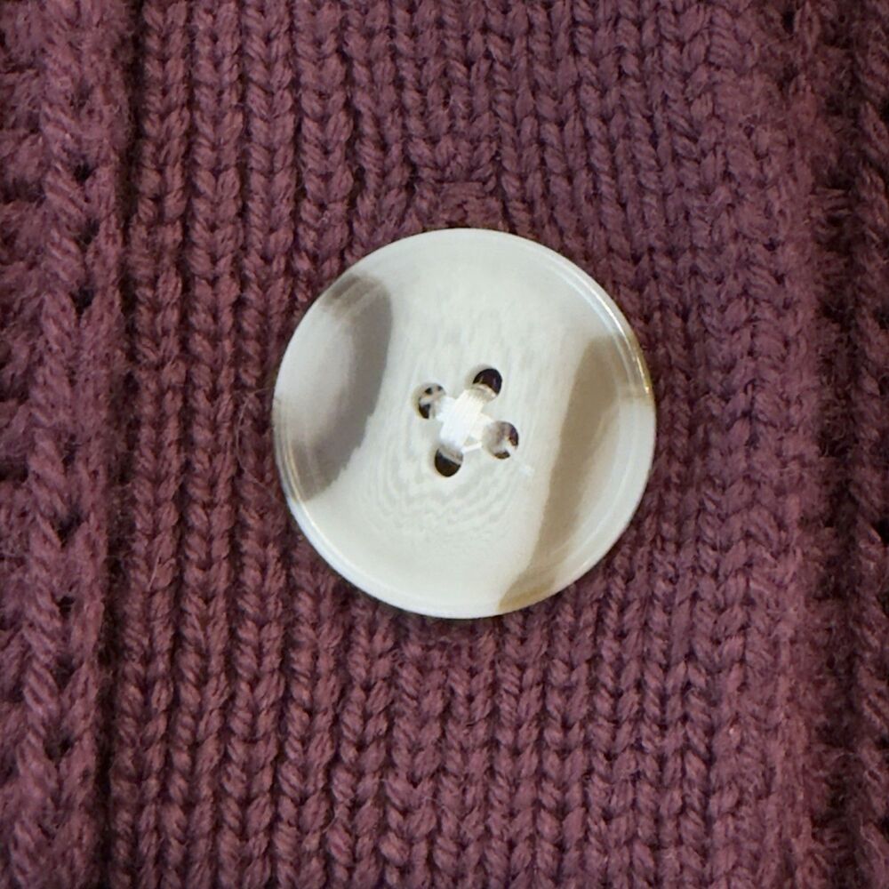 Quince Australian Merino Wool Collared Cable Cardigan Womens S Burgundy Buttons - Picture 4 of 7